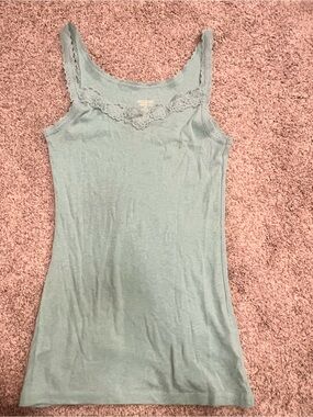 Mossimo Supply Co. Turquoise Lace-Trim Camisole size Small